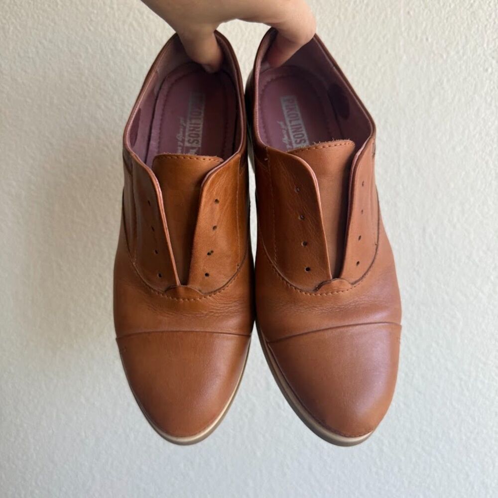 Pikolinos Pyrgos Laceless Slip On Oxford Shoes in Tan Brown Leather size 36 - Picture 2 of 13